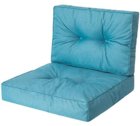 Outdoor Kissen KAJA 59x59 cm, Blau – Bequemes Sitzpolster für Gartenmöbel, Balkon & Hollywoodschaukel | Palettenkissen & Stuhlkissen für Indoor & Außen