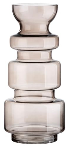 GILDE Deko große Vase Glasvase - Moderne Blumenvase aus Glas - Herbst Deko Winter Weihnachten - Farbe: Braun Höhe 36 cm