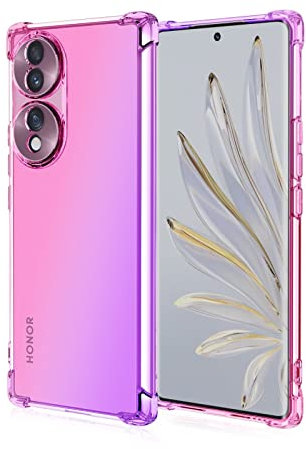 Topme Coque pour Honor 90 5G (6.7 inches), Étui de Téléphone Portable en Silicone TPU Souple avec Dégradé de Couleur Transparent - Rose Mauve