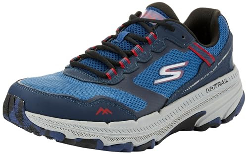 Skechers Men's Go Run Trail Altitude 2.0-Marble Rock 3.0 Sneaker Trainers, Navy and Red Leather/Textile, 9.5 UK