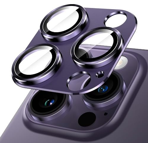 JETech Protection Objectif Caméra pour iPhone 14 Pro 6,1 Pouces et iPhone 14 Pro Max 6,7 Pouces, Verre Trempé 9H Anneau, Lot de 1 (Violet Intense)