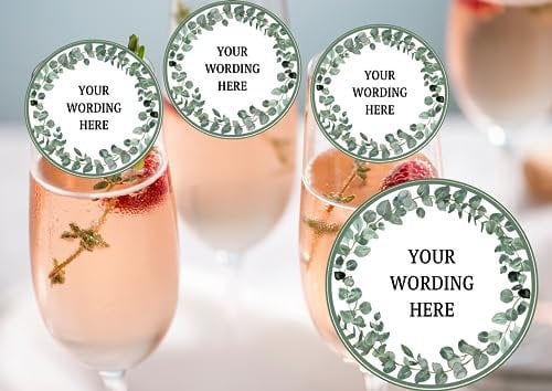 20 x 4.5cm edible PERSONALISED champagne prosecco flute drink toppers uncut ANY WORDING - HEN/BIRTHDAY/BABY SHOWER