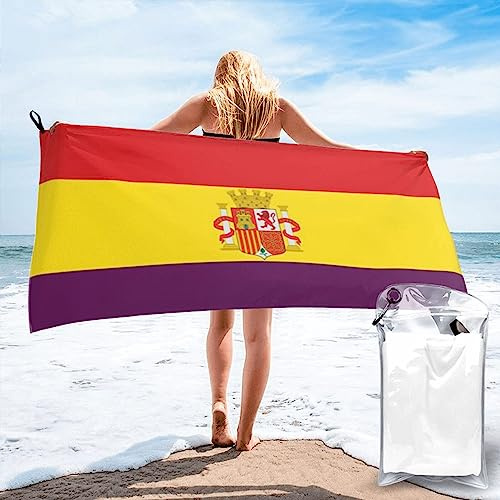 Toalla de playa con bandera republicana española, toallas de playa de microfibra, de gran tamaño, secado rápido (31.5 x 63 pulgadas), a prueba de arena, absorbente, compacta, manta de playa, toalla li