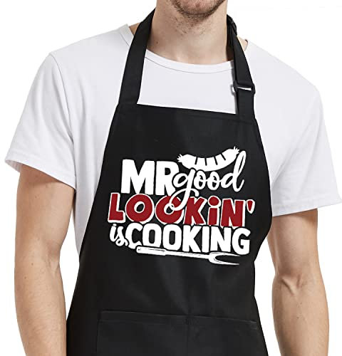 RFSHOP Kochschürzen für Männer, lustige Grillschürze für Männer, Vater, Ehemann, Grillgeschenke für Männer, Vatertag, Geburtstag, Geschenke von Tochter, Sohn, Ehefrau, Bild, Einheitsgröße