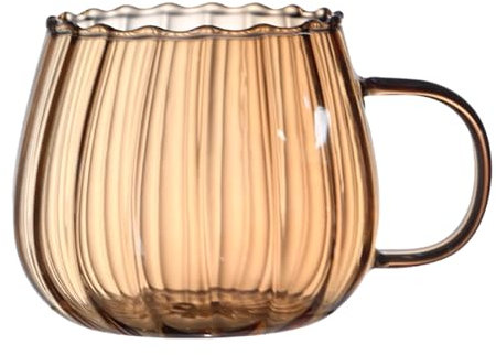 Zankie Glas-Kürbis-Tassen, transparente Tasse, Kürbis-for, Tassen, Kaffee, klare Trinkbecher mit Griff, Glas-Wasser-Tasse, Tee-Milch-Becher, 400 l