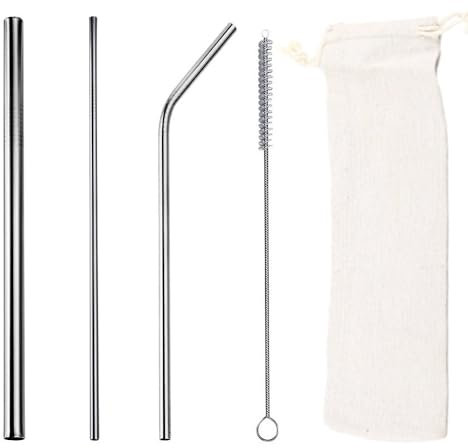 1 juego de pajitas de acero inoxidable para batidos, pajitas de metal reutilizables para bebidas gruesas gigantes, pajitas duraderas con cepillo de limpieza