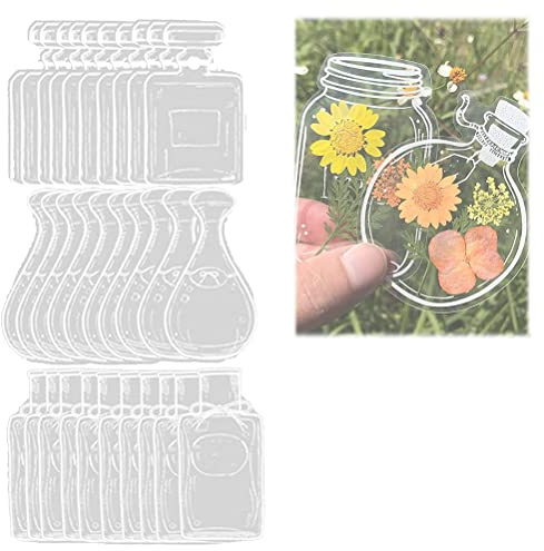 30 Stück DIY-Lesezeichen mit Getrockneten Blumen, Selbstgemachte Schöne Transparente Glaswaren-Aufkleber (B)