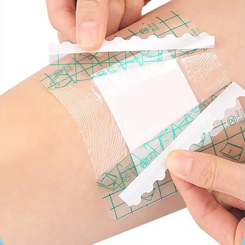 Section Adhesive Island Dressings Pads,Wound Cover Barrier Absorbent Patche,Waterproof Transparent Film Bandage-10Pcs-9 * 9
