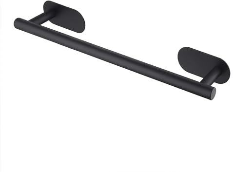 YUET Towel Rail Adhesive 40CM Hand Towel Holder Bar Bathroom Holders No Drill For Bathrooms Kitchen Dish Cloths Hanger 304 Stainless Steel RUSTPROOF Wall Mounted 16'' Black