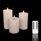 Meisterhome® 3er-Set Flammenlose LED Kerzen - Weiß - Rustik Design Stumpenkerze - mit Fernbedienung – mit Timer - Batteriebetrieben – Warmweiß - 10/12,5/15 cm hoch - mit flackernder Flamme