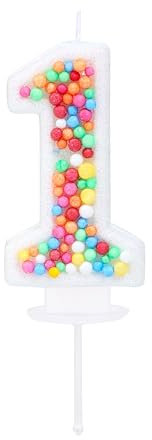 Kinsynko Geburtstagskerze mit der Zahl 1, Regenbogenfarben, 1 Kerze für den ersten Geburtstag, Prinzessin, Kleinkind, Mädchen, Frauen, buntes süßes Thema, 1 Jahr, Geburtstag, Hochzeit, Jahrestag,
