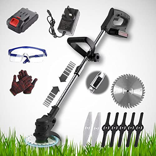 Suuim Coupe-Bordure sans Fil, débroussailleuse sans Fil 24 V avec 1 Batterie et Lame de Rechange, Coupe-Bordure, débroussailleuse pour débroussailleuse de Jardin