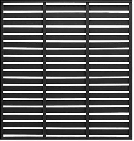 Gaseeto Zaunelement WPC 180 x 180 cm Lamellenzaun ohne Posten Sichtschutzzaun Schwarz Gartenzaun Windschutz Zaun Zaunelement Terrasse Garten