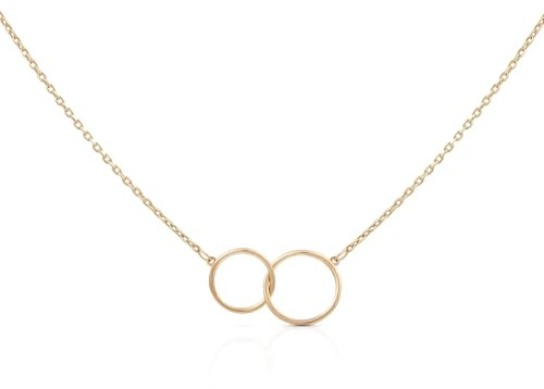 SuzanGold® Tangled Kette Damen | 333 Echtgold Halskette mit ineinander verschlungenen Ringen | Nachhaltig & Minimalistisch | Zeitloses Design für jeden Anlass