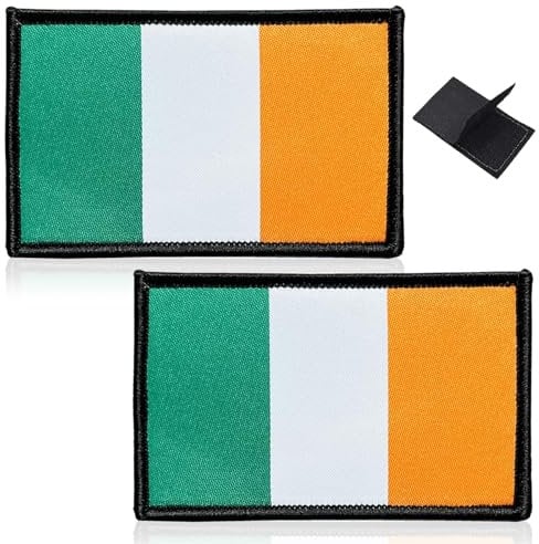 2 Pcs Republic of Ireland Tactical Patch - Hooked Backing Irish Emblem Embroidered National Applique for Clothes, Bag, Caps, Backpack, Travel, Biker