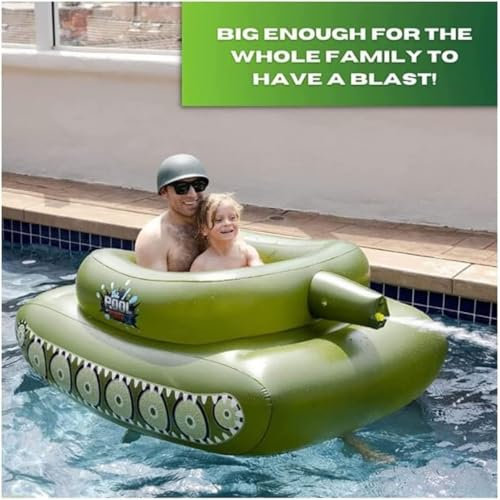 Hfnnhl Aufblasbarer Pooltank-Schwimmkörper, Schwimmring mit Wasserkanone, Poolspielzeug für Erwachsene, Sommer-Poolparty (Grün, 162cm)
