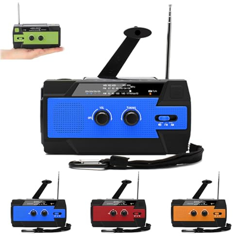 YOHFRFGX Wild Summit Gear Radio, Wildsummit All-in-One Radio Emergency Solar Powered Radio, Multifunctional 4000mah Large Capacity Emergency Crank Radio, NOAA Weather Radio (Blue)