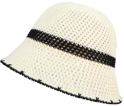 Eigso Light White Woven Mesh Summer Bucket Hat für Frauen Männer Unisex Beach Travel Breathable Fishing Hat für Frau Mann