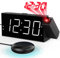 Mesqool Vibrationswecker, Wecker Laut für Tiefschläfer, Projektionswecker mit Bettschüttler, 180°Projektor & Dimmer, Digitaluhr für Schlafzimmer, Großer LED-Anzeige, 12/24H, DST, Doppelalarm, Snooze
