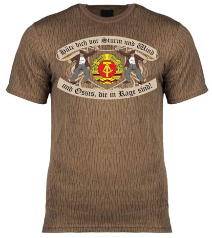 Herren NVA T-Shirt Strichtarn DDR Hüte Dich vor Ossis die in Rage sind Größe M bis 4XL
