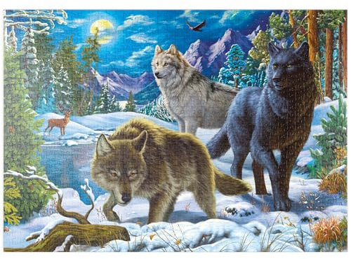 MyPuzzle Wölfe in der verschneiten Nacht - Premium 1000 Teile Puzzle - MyPuzzle Sonderkollektion von Puzzle Galaxy