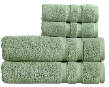 Christy Chroma Bath Sheet Set | Set of 4 | 2 Hand Towels 2 Bath Sheets | Highly Absorbent Heavyweight 675GSM | Bold and Bright | Soft Smooth Shower Towels | 100% Cotton | Jade Green