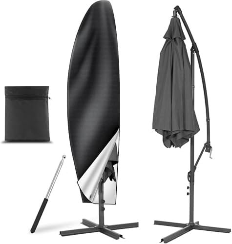 AiQInu Housse Parasol Deporte avec Perche Télescopique, 2 Pièces Housse de Protection pour Parasol en Tissu Oxford 210D , Imperméable Anti-UV pour Parasol de Jardin Exterieur , 265 x 40/70/50 cm