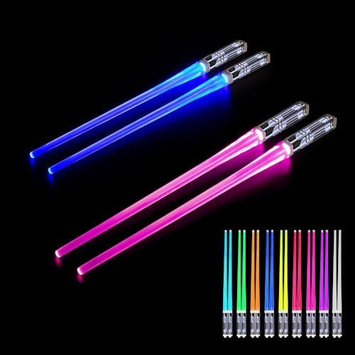 Afenau 2 Pares Iluminados Palillos,Palillos Chinos Luminosos,Illuminating Chopsticks,Palillo de Sable de Luz,Palillos Luminosos LED,Palillos Chinos Reutilizables Fiesta de Navidad de Halloween