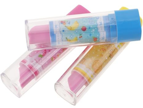 FELTECHELECTR 3stücke Lippenstift Radiergummi Mit Fruchtmuster Cartoon-erase Für Junge Mädchen Und Studenten Aus Hochwertigem Material Sicher Und Langlebig
