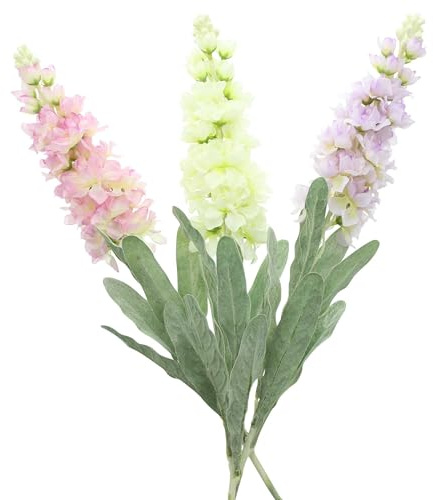 FRANK FLECHTWAREN Blume Levkoje, 3er Set, Textilblüten, Kunststoff Maße: ca. Länge 80 cm,vielseitig anwendbar