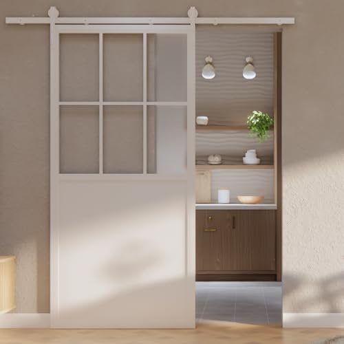 SEART Weiß Schiebetüren Loft-Glasschiebetür mit Schiebetürbeschlag Set MODENA (Milchglas, 100x210 cm)