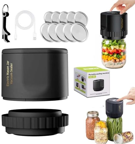 Mason Genie Vacuum Sealer for Mason Jars (Black)