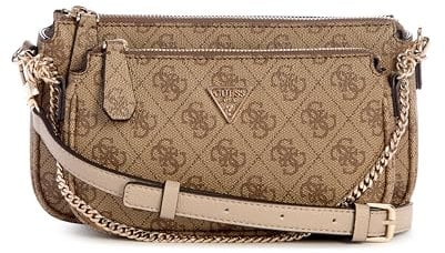 GUESS Damen Noelle Ii Double Pouch Crossbody Umhängetasche, Latte-Logo