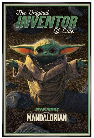 Star Wars Maxi-Poster, glänzend, schwarz, gerahmt: The Mandalorian The Original Erfinder of Cute Maxi-Poster, 61 x 91,5 cm