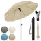 WOLTU Sombrilla de Jardin Ø 155 cm, Parasol Grande Ajustable de Altura y Angulo, Parasol para Playa, Terraza, Piscina, Mercado y Patio, Proteccion Contra UV, Gris topo