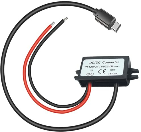 Car Power Transformer 12V 24V to 5V USB 3A Step Down Converter with Type C Adapter, 15W Buck Converter Voltage Reducer Regulator for Car/Truck/Boat(Input 8V-32V)