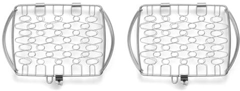 Weber Porta Pesce & Verdure/Cesto - Piccolo (28x20 cm), in acciaio inossidabile, per pesce e verdure delicate, facile da girare sulla sup. cottura, lavabile in lavastoviglie - Argento (6470)