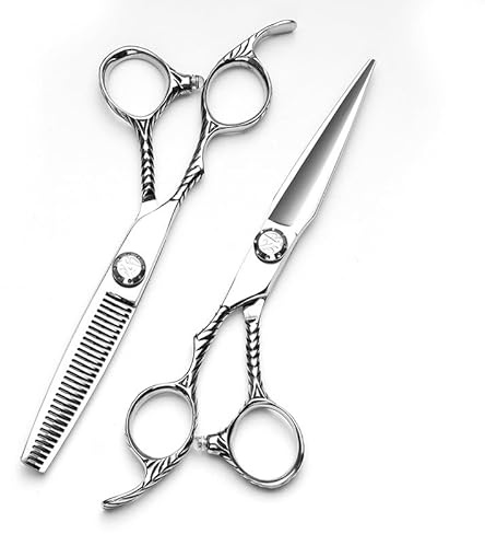 HADECOLL Haarschneideschere, 6 Zoll 440C Edelstahl Professionelle Linkshänder Salon Friseurschere Haarschere Friseur Schneiden Effilierschere Set