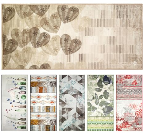 OLIVO.shop Tappeto Cucina Antiscivolo Lavabile, Passatoia Cucina Antiscivolo, Passatoia Multiuso, Corridoio, Tappeto Ingresso, Tappeti per Cucina NEW SMILE REVOLUTION (LOVE, 57x240 cm)