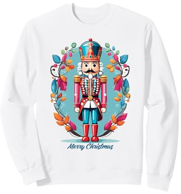 Merry Christmas Pink Blue Nussknacker Damen Mädchen Sweatshirt