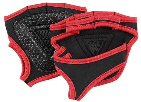 KQFCAZRE 2 Cuscinetti per La Presa da Sollevamento Pesi, Guanti da Allenamento con Protezione per Il Palmo, Impugnature Protettive per Bilanciere E Bodybuildin, Rosso, M