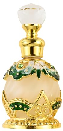 Yetaha Elegant Green Vintage Refillable Perfume Bottle, Decorative Jeweled Flowers Perfume Bottle for Living Room Bedroom Decor Birthday Holiday Gift(15ML, Green)