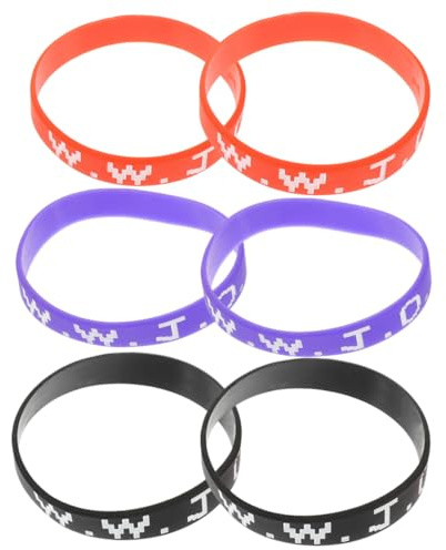 GARVALON 6 Stück Elastische Silikon Armbänder Wwjd für Damen Herren Modisch Mehrfarbig Geeignet für Sport Musikfestivals und Alltag