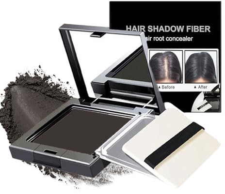 Virellay Haaransatz Puder, Schwarz Hairline Powder, Ansatzpuder kaschiert graue Haare und lichte Stellen, Sofortige Abdeckung der Haarfarbe, Wasserfeste, Haarverdichtung, Langanhaltende(Schwarz)