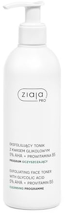 Ziaja Pro Peeling Gesichtswasser mit 5% Glykolsäure AHA & Provitamin B5 270ml - Hauterneuerung & Porenreinigungstoner für fettige, Misch- und reife Haut, professionelle & private Anwendung
