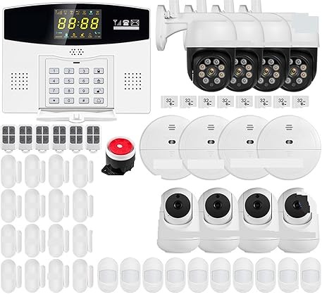 Alarma Hogar Inteligente, Kit De Alarma Inteligente Tuya, Antirrobo GSM, Casa, Pantalla LCD A Color, Cámara IP Seguridad 3MP(W210 Alarm Kit 2)
