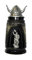 KING Grotten Krug, schwarz, Zinn Wikinger, mit Zinn-Wickingerhelmdeckel, 0,5 Liter Bierseidel