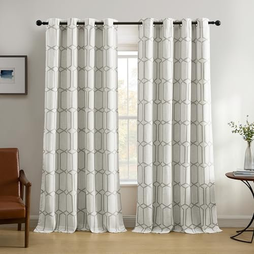 Elrene Home Fashions Kaiden Geometrische Raumverdunkelnder Fenstervorhang, Einzelbahn, 132,1 x 213,4 cm, Grau