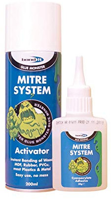 4x Bond It Mitre Bonding System Kit Activator 200ml & Superglue 50g Joint Wood Glue