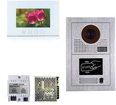 VIDEOCITOFONO 2 FILI 1 2 3 4 MONITOR LCD TOUCH FAMILIARE BIFAMILIARE CONDOMINIALE TELECAMERA (Kit Monofamiliare Completo Bianco)
